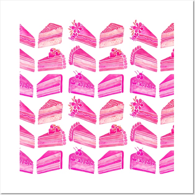 Pink Cake Slices Wall Art by CatCoq